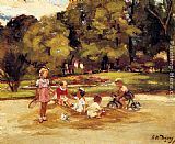 Playing Canvas Paintings - Children Playing In A Park